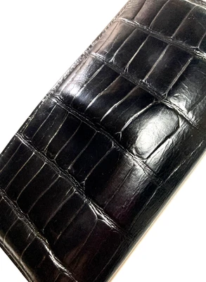 GIANNI VERSACE VINTAGE 91 PIEL DE COCODRILO CUERO CARTERA LARGA REPTIL ITALIA NEGRO Foto 1 de 4