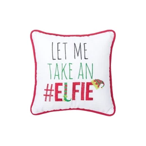 #Elfie Embroidered Accent Pillow, 10" x 10" - Picture 1 of 4