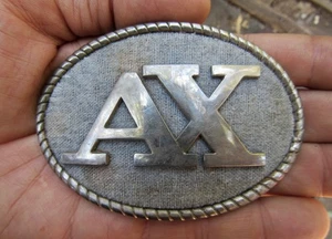 Fibbia cintura vintage GIORGIO ARMANI EXCHANGE AX abbigliamento moda Milano argento RARA VG+ - Foto 1 di 4