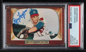 PSA/DNA 1955 Bowman Johnny Logan #180 PSA/DNA 3.5 Auto - Picture 1 of 3