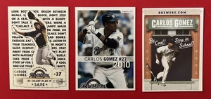 Lote de 3 tarjetas de policía de béisbol MILWAUKEE BREWERS CARLOS GOMEZ MLB diferentes - Imagen 1 de 2
