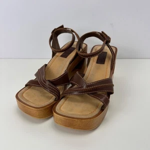 No Boundaries Y2K 90er Holz klobig ausgeschnitten Plateau Riemchen Heels Größe 8 - Bild 1 von 7