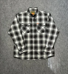 Camisa de franela Dixxon para hombre 2XL XXL negra blanca a cuadros manga larga abotonada adulto - Imagen 1 de 8