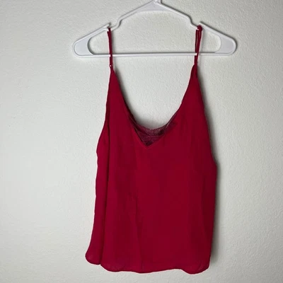 Camiseta sin mangas ajustable Free People para mujer XS roja frambuesa con encaje Mgd Foto 1 de 4