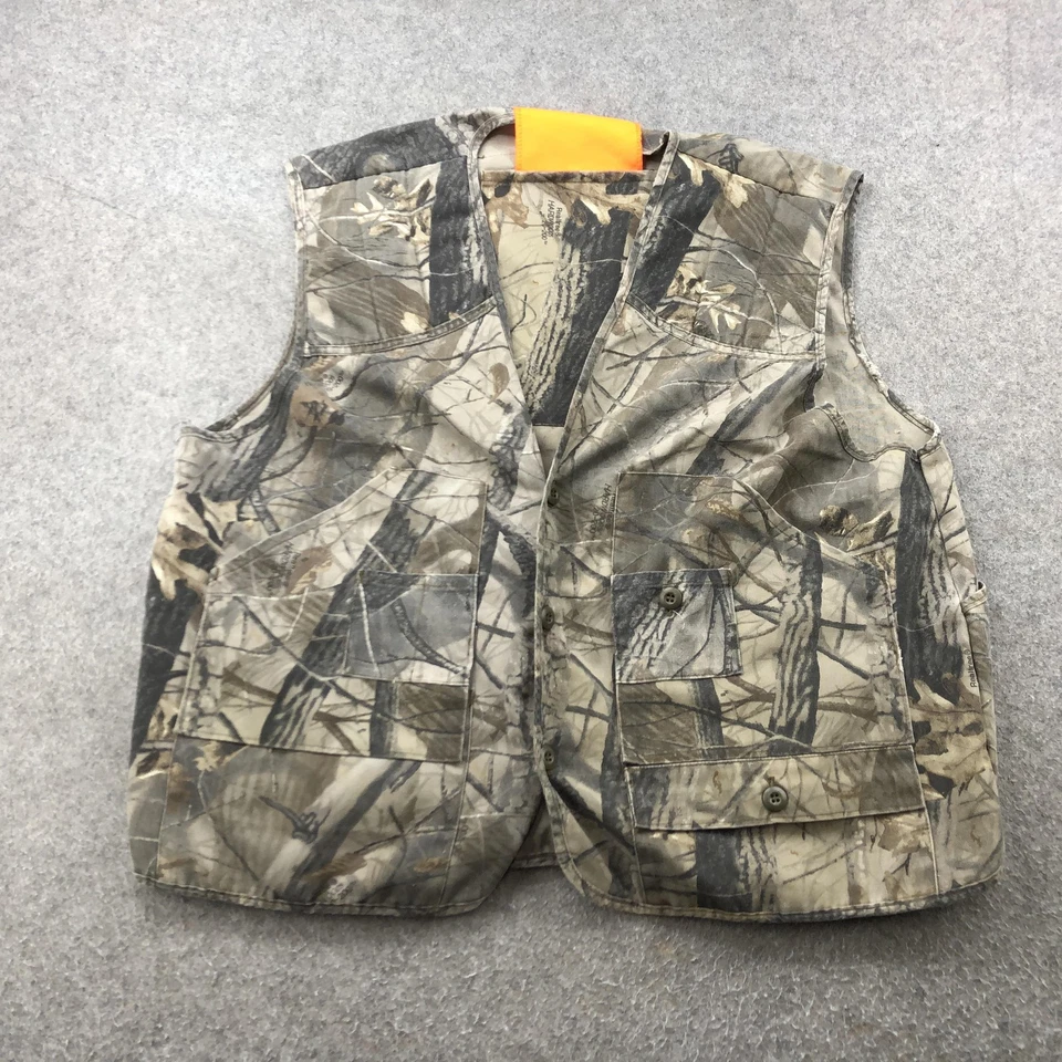 Vintage Camouflage Hunting Vest Mens Large Realtree Removable Orange Flag - Image 1 of 4