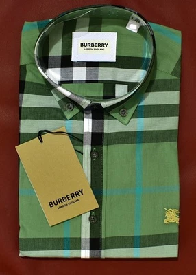 Men's Classic Burberry London Casual Button Down Shirt Green Size L - Image 1 of 4