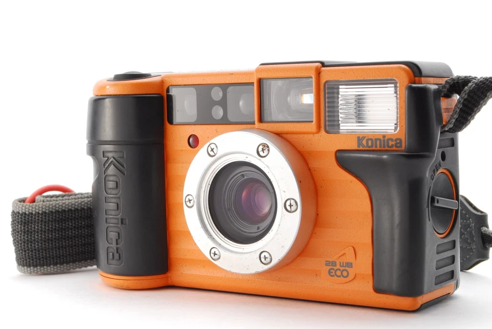 【NEAR MINT】 Konica Genbakantoku 28 WB ECO Orange 35mm Film Camera From Japan - Image 1 of 4
