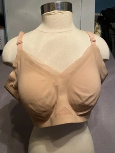 Sujetador inalámbrico Honeylove Crossover para mujer 3X beige malla cómoda - Imagen 1 de 7