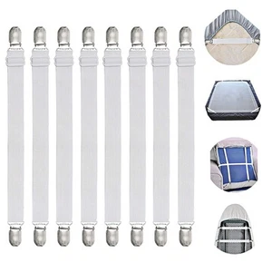 Adjustable Bed Sheet Straps Suspenders Elastic Sheet Fasteners Grippers Garters - Picture 1 of 8