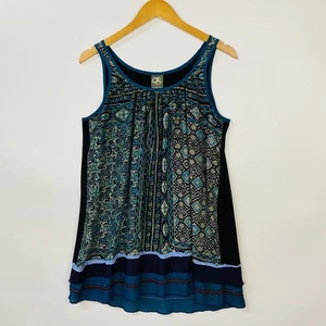 Canotta donna Anthropologie One September XS blu stampa paisley senza maniche - Foto 1 di 8