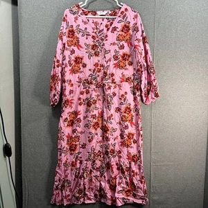 Candace Cameron Bure Regular Printed Buton-Front Midi Dress Camellia Pink Medium - Picture 1 of 16