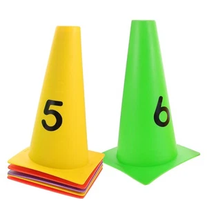 Fußball Kegel 6 Stück Sport Training Agility Feld Markierungskegel mit Nummer 1-6 - Bild 1 von 12