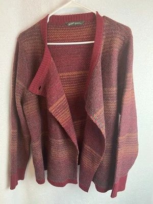 Cárdigan suéter de lana de cordero Woolrich para mujer talla XL ¡Suave! Abierto 1 botón Borgoña Foto 1 de 4