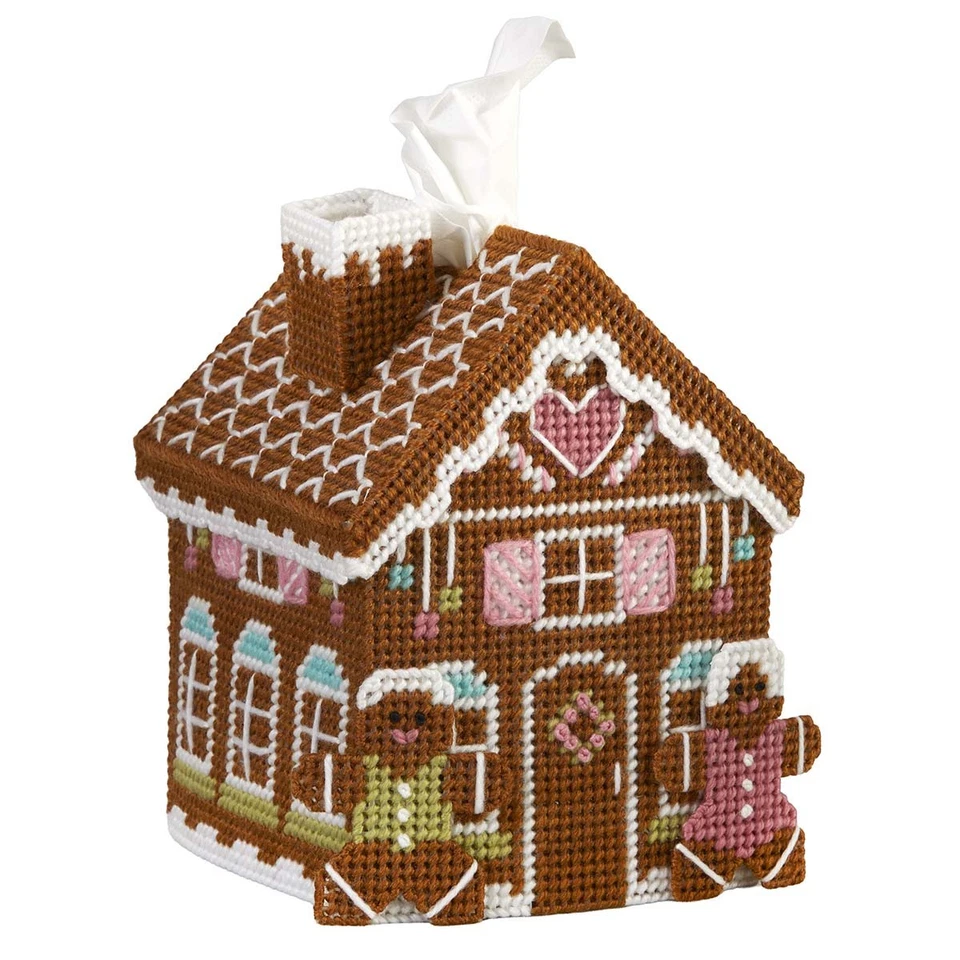 Herrschners® Gingerbread Village Tissue Box Plastic Canvas Kit - Image 1 of 1