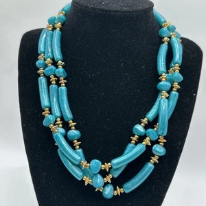 "Separadores vintage de 3 hilos acrílico verde azulado brillo tono dorado 16""" - Imagen 1 de 11