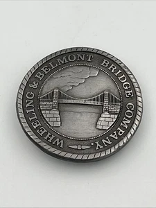 Vintage Wheeling & Belmont Bridge Co Belt Buckle Round 1978 Bergamot Brass Works - Picture 1 of 3