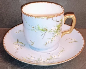 Antique Haviland Limoges Hand-Painted Porcelain Demitasse Cup And Saucer - Picture 1 of 10