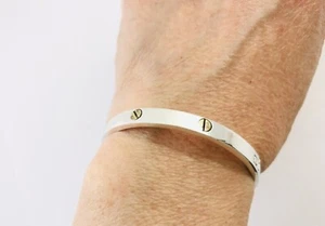 925 Sterling Silber Klapp Creolen Armreif Armband. 6,1" / 15,5 cm, 19 g - Bild 1 von 13