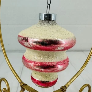 Árbol de Navidad Vidrio Tornado Gota Adorno Rojo Blanco Mica Plata Hecho en EE. UU. 3" - Imagen 1 de 11