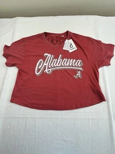 Women's Pressbox Sz Med Alabama Crimson Tide Edith Vintage Burnout Crop T-Shirt - Picture 1 of 7