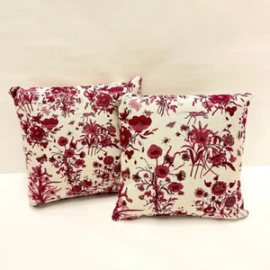 New Gucci 13" Beige and Purple Floral Decorative Pillow Cushion Set of Two - Picture 1 of 5