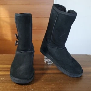 Botas Après by Lamo Talla 9 Negro Gamuza Cuero Botones PullOn Forradas en Piel Media pantorrilla - Imagen 1 de 9