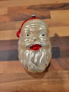 Vintage West Germany Hand Blown Glass Hand Paint Santa Christmas Ornament - Picture 1 of 2