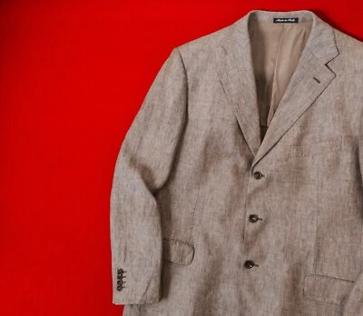 PAL ZILERI Lab Men 100% Linen Beige Unlined Blazer Size 56 / 2XL Button Jacket - Image 1 of 4