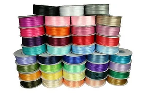 Thin DOUBLE FACE Silky SATIN Ribbon CHOOSE Size 1/8" or 1/16", Color & Length  - Picture 1 of 40