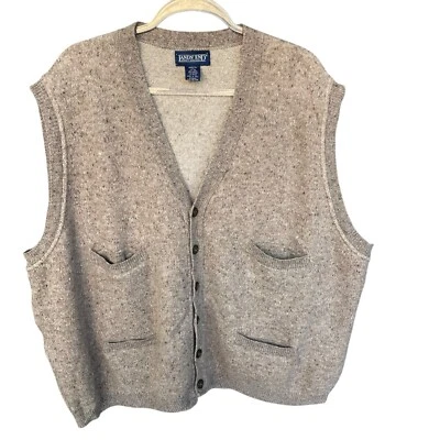 Lands End Wool Blend Sweater Vest Mens Extra Large XL Button Up Italy Grandpa - Image 1 of 4