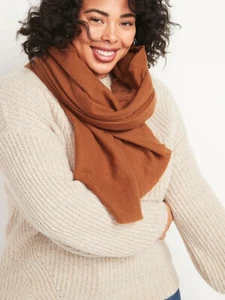 NWT Old Navy Flannel Blanket Scarf Wrap Shawl Tartan Pashmina for Women Camel - Picture 1 of 2