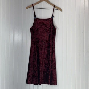 VTG Joule Burgundy Crushed Velvet Slip Dress Butterfly Detail Y2K L Made in USA - Picture 1 of 9