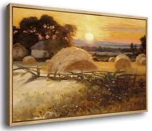 Vintage Western Framed Canvas Wall Art,Western Countryside Landscape Poster,A... - Picture 1 of 6