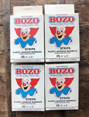 BOZO EL PAYASO BANDAIDS VINTAGE LARRY HARMON'S Vendajes Tiras 4 Cajas 1978 RARO Foto 1 de 2