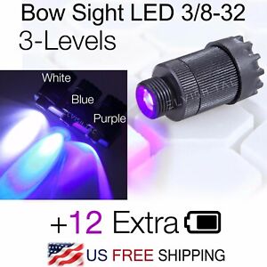 Compound Bow Sight Light Bowlight LED 3-Levels Rheostat Adjustable 3/8-32 Thread
