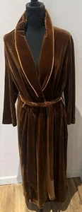 Vintage Diamond Tea Long Velvet Waist Tie Robe Brown Glitter Kimono Size Medium - Picture 1 of 19