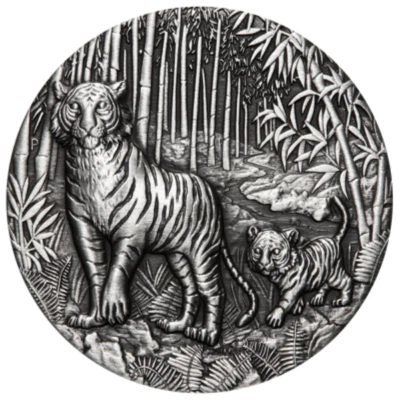 2 Oz 999 Silbermünze - Lunar III Tiger 2022 2 $ Australien - Antik Finish /Prfr. - Bild 1 von 4