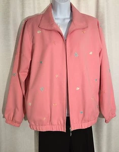 KORET Womens Size Small Salmon PINK Turtles Fish Sea Full Zip Lightweight JACKET - Picture 1 of 7