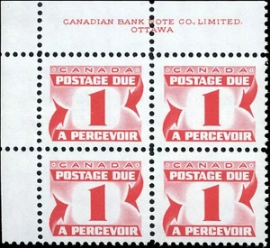Canada Mint NH VF Block of 4 1c Scott #J28i 1973-74 Postage Due Stamps - Imagen 1 de 2