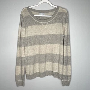 Michael Stars Wool Cashmere Striped Pullover Sweater Gray Beige Crew Neck Size 2 - Picture 1 of 9