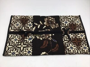 Keris Batik Tissue Box Sleeve Quilted Cloth Cover Slip On Black Brown Floral - Foto 1 di 6
