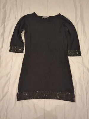 Forever 21 Knit Dress Black Sequin Cotton Blend With Angora Rabbit Hair Sz M - Image 1 of 4