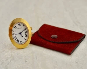 C.1990 Vintage Cartier Baignoire ref. 2752 travel alarm desk gold plated clock - Picture 1 of 7