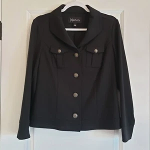 Relativity Jacket Womens Size Small Black Pewter Look Buttons Button Up Collared - Picture 1 of 8