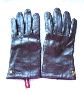 Guantes para mujer Etaienne Aigner de cuero marrón forrados de cachemir talla M - Imagen 1 de 10