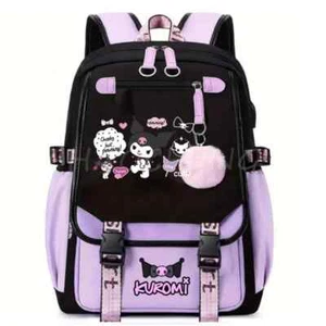 Backpack Kuromi Melody School Backpack USB Charge School Bag Teenager Backpack - Picture 1 of 56