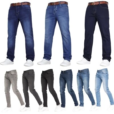 Crosshatch Stretch Denim Jeans Mens Straight and Slim Leg Smart Work Trousers - Image 1 of 4