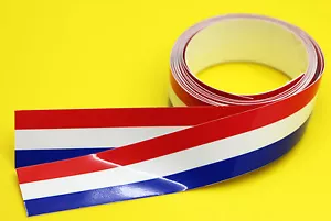 FRENCH FLAG STRIPE TAPE sticker 1220x25mm 2 LENGTHS! road bike scooter etc - Picture 1 of 1