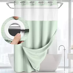 No Hook Shower Curtain with Snap in Liner Set 75" L X 72" W Mint Green - Picture 1 of 8