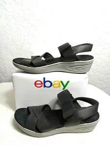 Easy Spirit mattie sandals Wedge platforms Size 7.5 Black Stretch Lightweight 27 - Picture 1 of 12